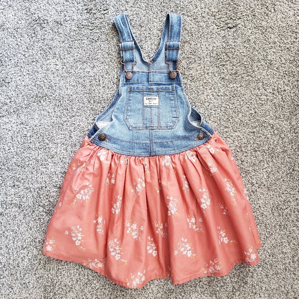 Girls Oshkosh B'Gosh Spring Summer Overall Denim & Floral